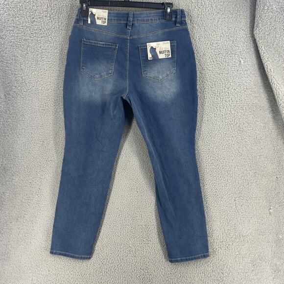 Royalty For Me Jeans Womens 14P x26 Blue Ankle High-Rise Skinny Petite Rip Tear - Picture 6 of 15